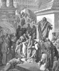 O profeta Jonas pregando em Nínive, por Gustave Doré.