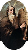 Moisés pintado pelo espanhol José de RibenaMoisés com as pedras dos 10 mandamentos
